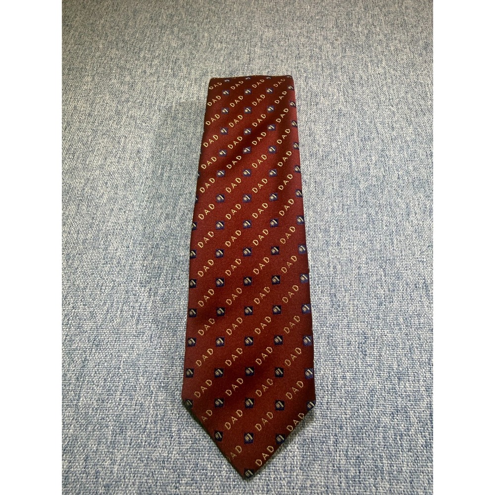#1 Dad Neck Tie 100% Polyester Burgundy Created in British Hong Kong Vintage